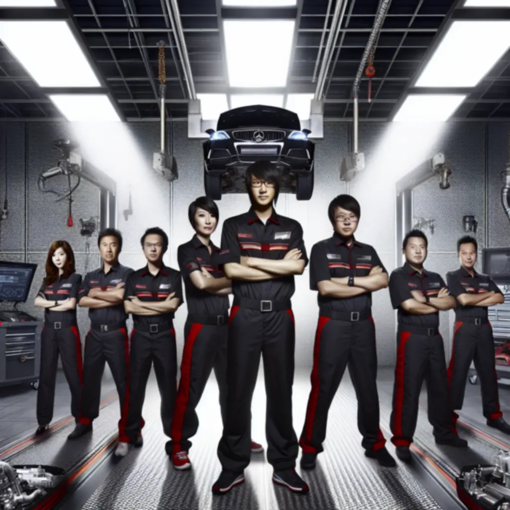 Zdjęcie grupy zespołu ekspertów w warsztacie