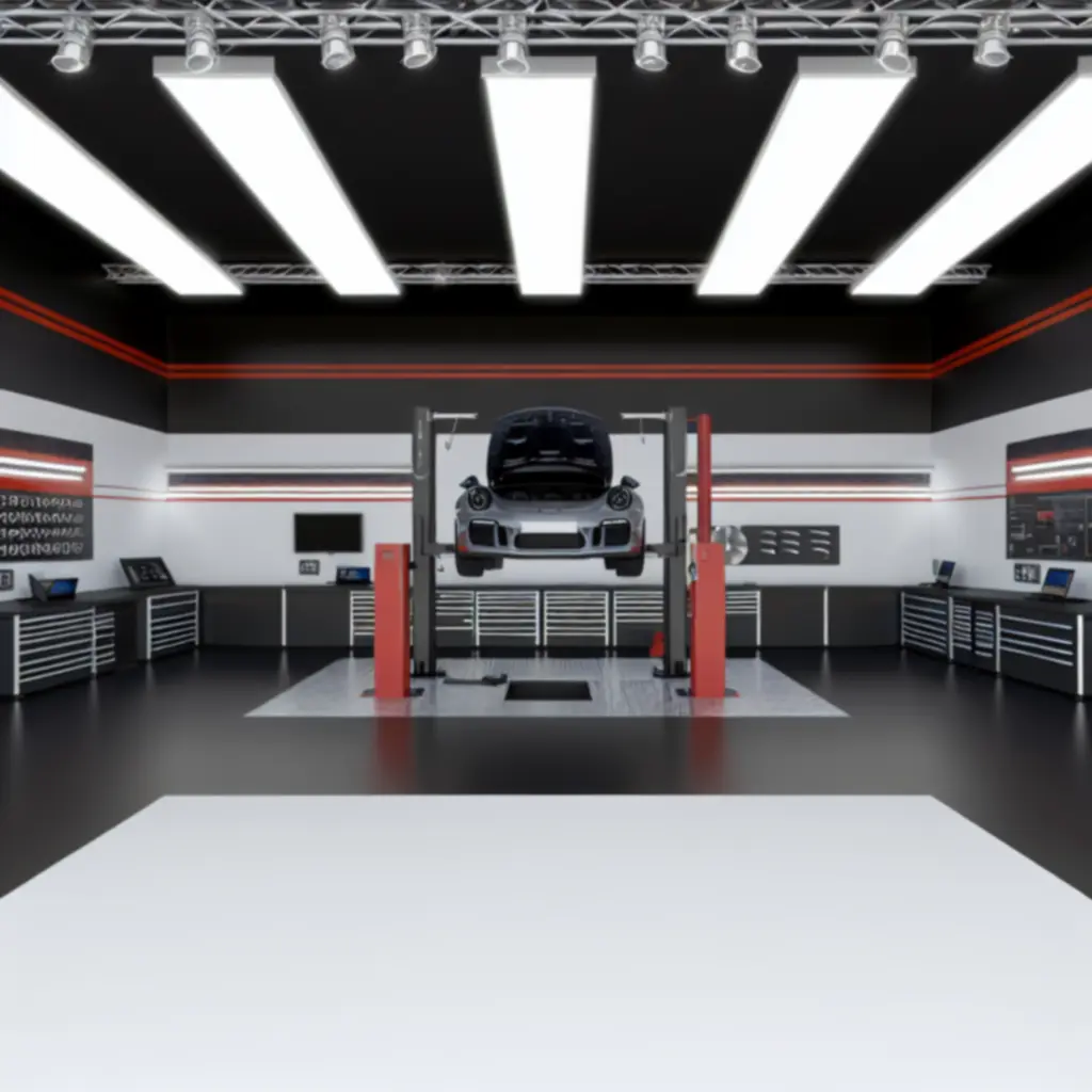 Wnętrze nowoczesnego warsztatu z sprzętem